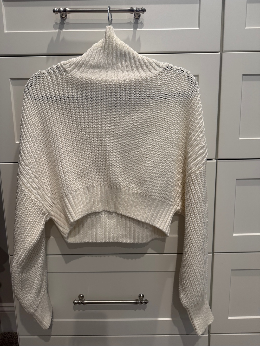 Banana Republic Cream Cropped Turtleneck Sweater